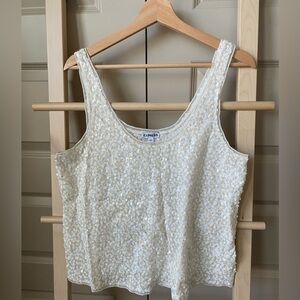 Vintage Express Cream Sequin Tank Top